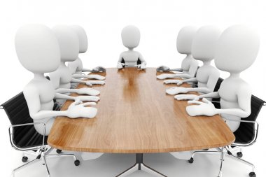 3D adam, iş, beyaz zemin üzerine Toplantı