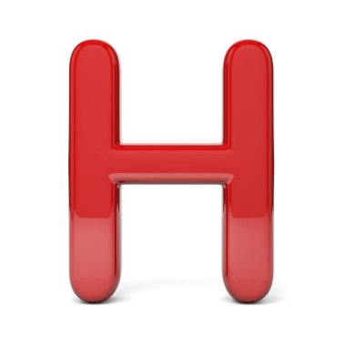 Beyaz arka plan üzerinde 3D kırmızı, parlak mektup