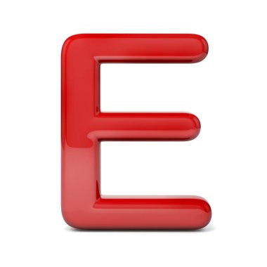 Beyaz arka plan üzerinde 3D kırmızı, parlak mektup