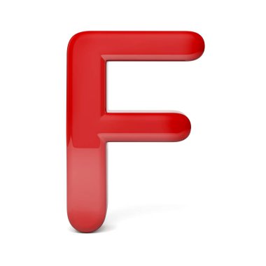 Beyaz arka plan üzerinde 3D kırmızı, parlak mektup