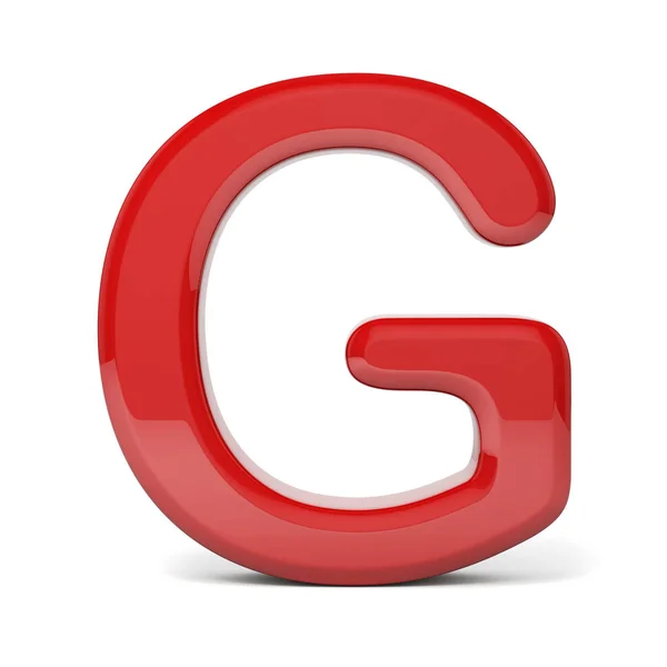 3D roter, glänzender Buchstabe auf weißem Hintergrund — Stockfoto