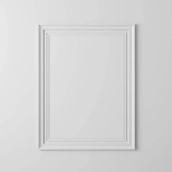 3d cartaz quadro em branco na parede branca — Fotografia de Stock