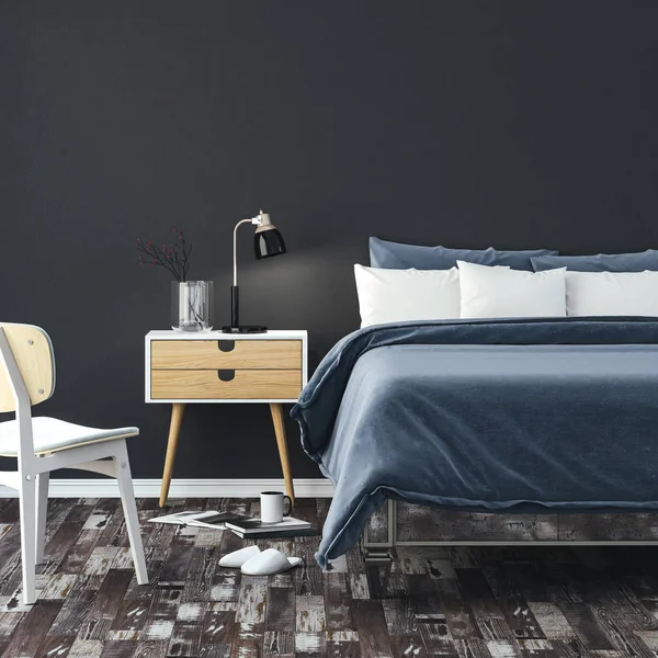 3D render güzel yatak odası 