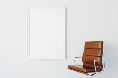 3D koltuk ve boş beyaz bir çerçeve tuval