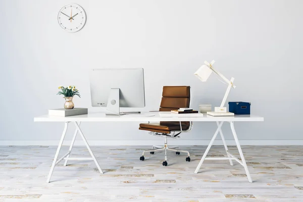 3d render of modern computer workplace setup — Stock Photo, Image