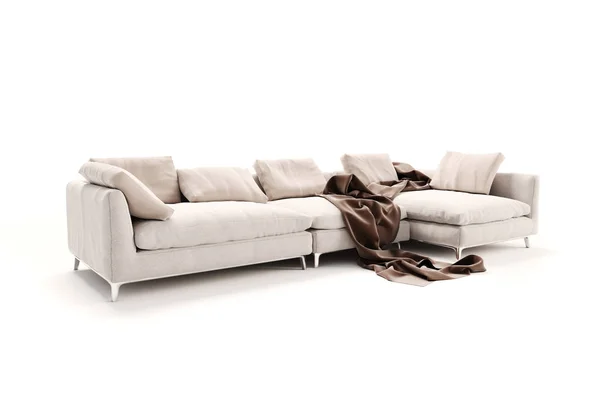 3D-mooie sofa op witte achtergrond — Stockfoto
