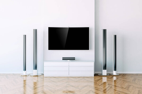 3D интерьер с настройкой мультимедийной системы
