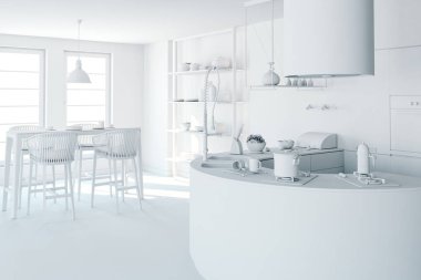 güzel mutfak iç 3D render
