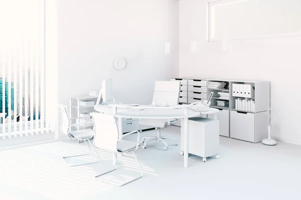 3d renderowanie nowoczesnego wnętrza biurowego — Zdjęcie stockowe