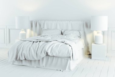 3D render güzel sanayi tarzı yatak odası