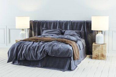 3D render güzel sanayi tarzı yatak odası