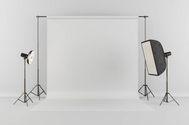 Beyaz arka plan ile 3D studio kurulum