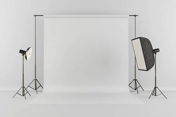 Studio Setup Met Witte Achtergrond — Stockfoto