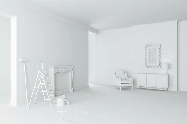Пустой Белый Интерьер Комнаты — стоковое фото