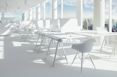 3D render güzel modern ofis iç