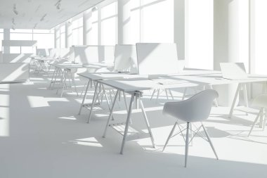 3D render güzel modern ofis iç