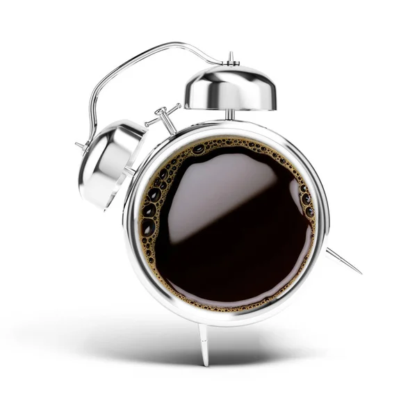 Wecker Mit Schwarzem Kaffee — Stockfoto