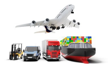 3d world wide cargo transport concept clipart
