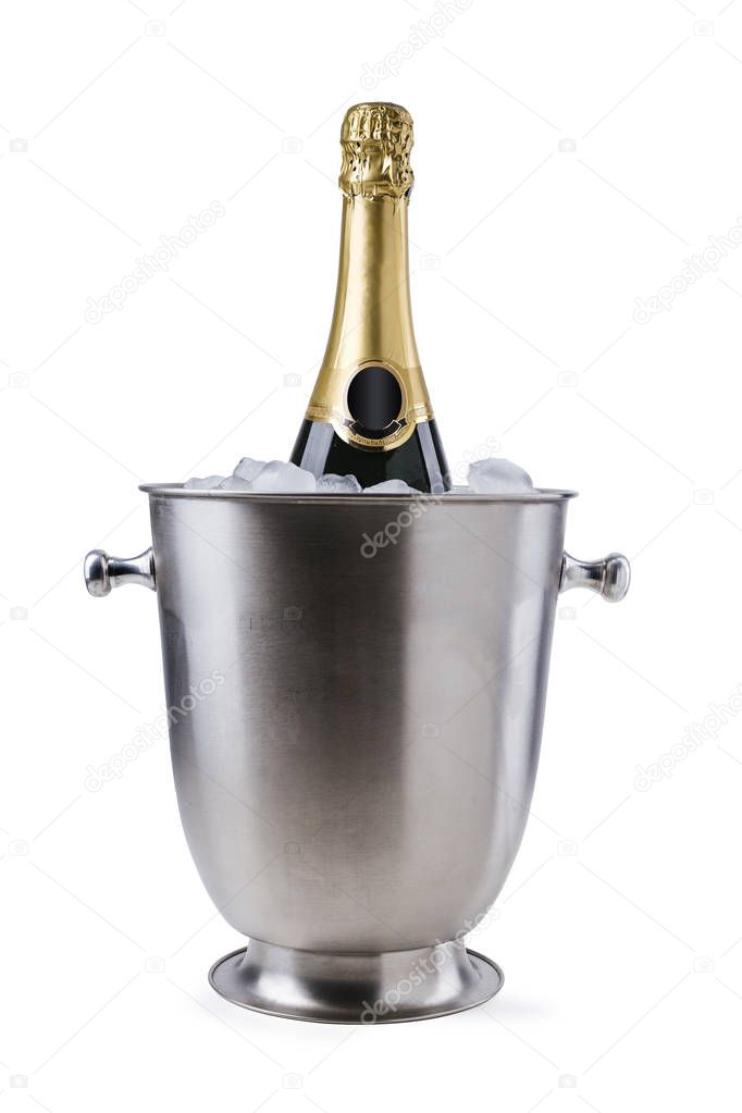 Luxury champagne bottle in ice bucket
