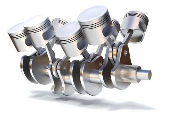 Engine Crankshaft Pistons Render — Stock Photo, Image