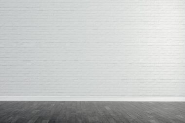 3D iç boş duvar ve ahşap zemin ile render