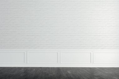 3D iç boş duvar ve ahşap zemin ile render