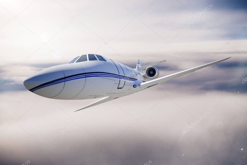 3d luxury private jet in the sky