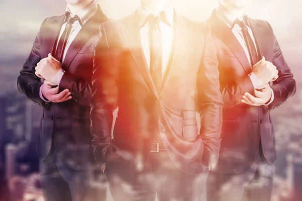 Close Image Three Business Men Black Suit — Stock Photo, Image