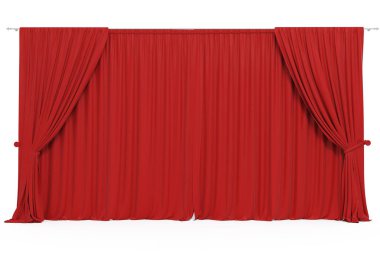 Beyaz arka plan üzerinde 3D perde