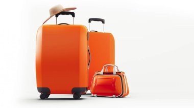 Beyaz arka planda 3D seyahat valizi