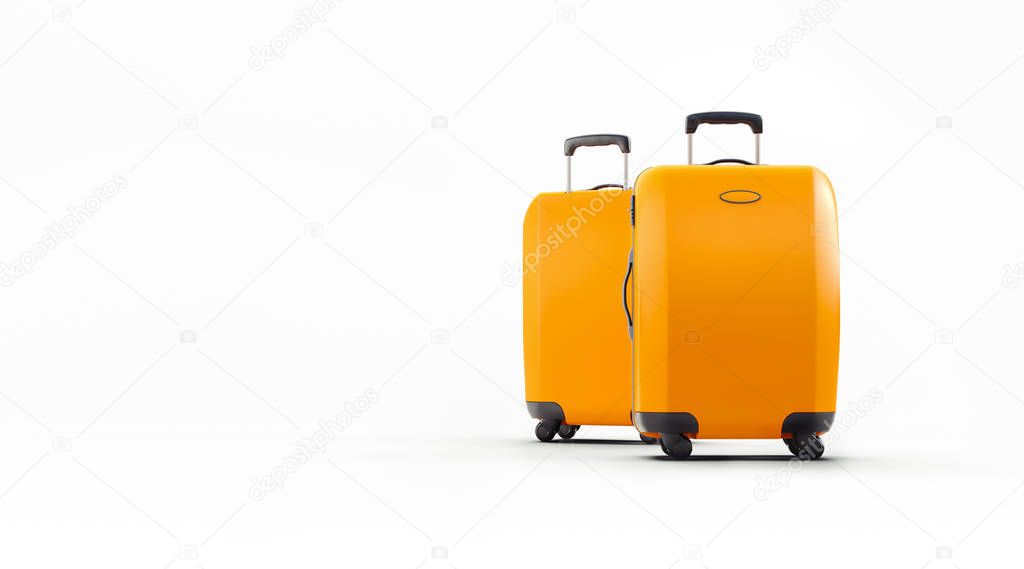 3d travel suitcase on white background