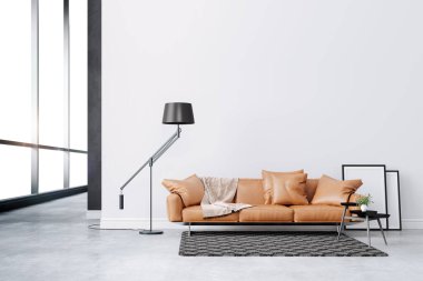 Kanepe ve zemin lambası ile 3d güzel iç