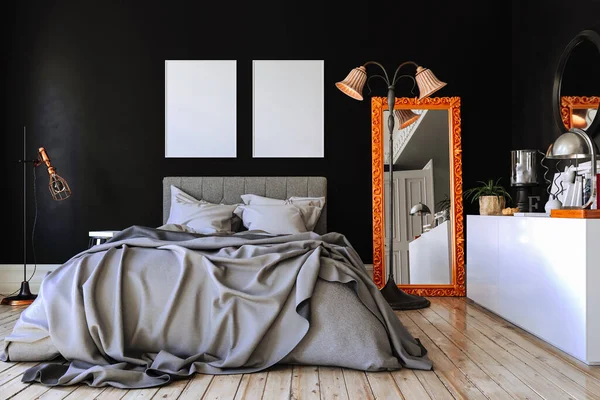 美しいベッドルームのインテリアの レンダリング — ストック写真