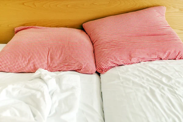 Three star hotel bed and pillows — Stock Photo, Image