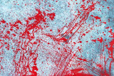Kırmızı kan boya sıçramak, sıçramak ve duvara sprey