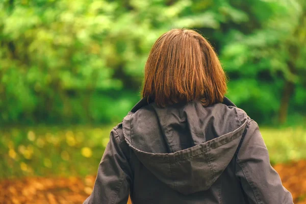 Vue arrière de la marche décontractée des femmes dans le parc d'automne — Photo