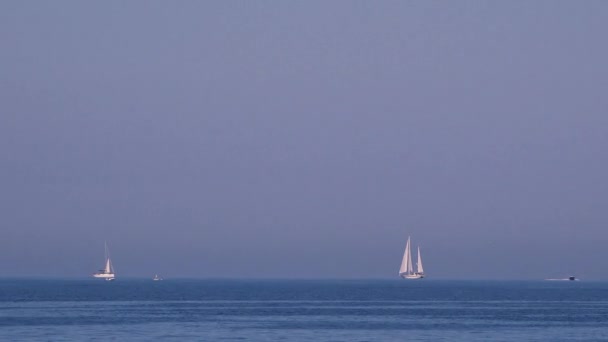 Yachts blancs et voiliers à la mer 