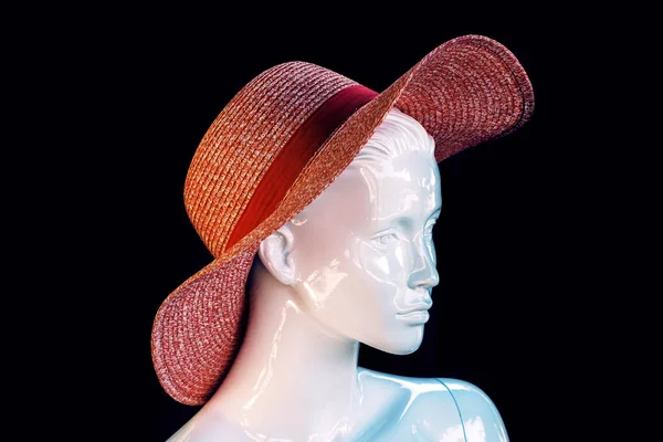 Fashion female mannequin head with hat — Stock Photo, Image
