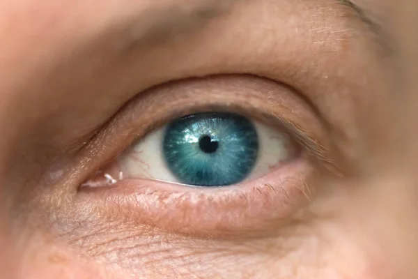 Singolo occhio femminile blu, da vicino — Foto Stock