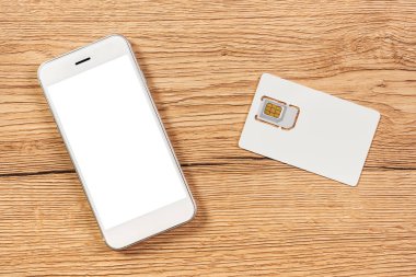 Boş ekran ve cep telefonu SIM kart ile Smartphone