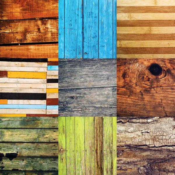 Collage of various different wood texture samples — Stock Photo, Image