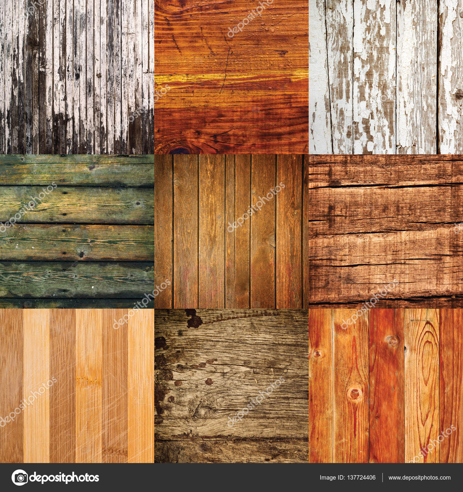 Collage of various different wood texture samples — Stock