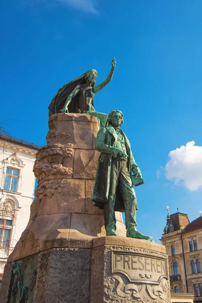 Estátua de Preseren em Liubliana — Fotografia de Stock