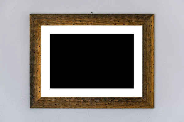 Blank picture placeholder in wooden frame — Stock Photo, Image