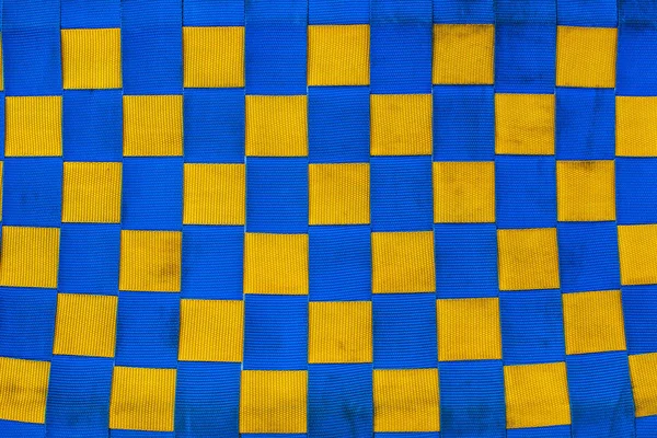 Tissu à carreaux bleu et jaune texture — Photo