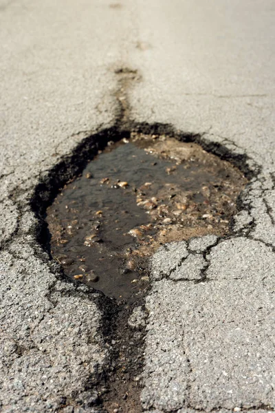 Asphalt road hole damage — Stock Photo, Image