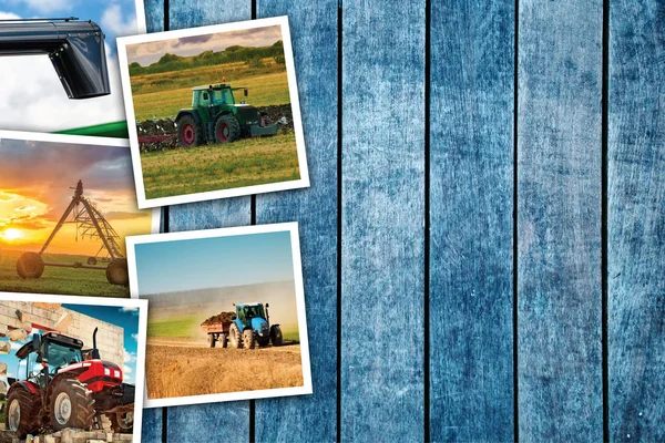 Maquinaria agrícola collage fotográfico con espacio de copia —  Fotos de Stock