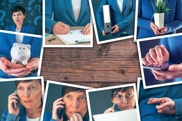 Mulher em negócios e empreendedorismo foto colagem — Fotografia de Stock