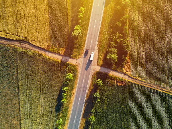 Aerial view of traffic on the road — Stock Photo, Image
