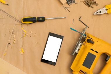 Tamirci Atölyesi Resepsiyon Masa samrt telefon ile marangoz